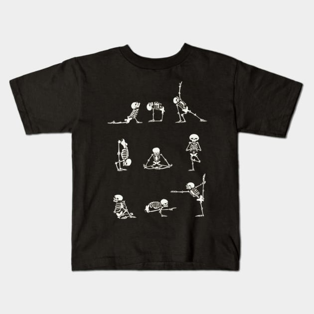 Skeleton Yoga Kids T-Shirt by huebucket